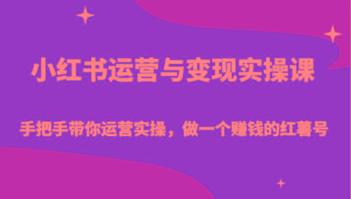 小红书运营与变现实操课-手把手带你运营实操,做一个赚钱的红薯号-网创源码