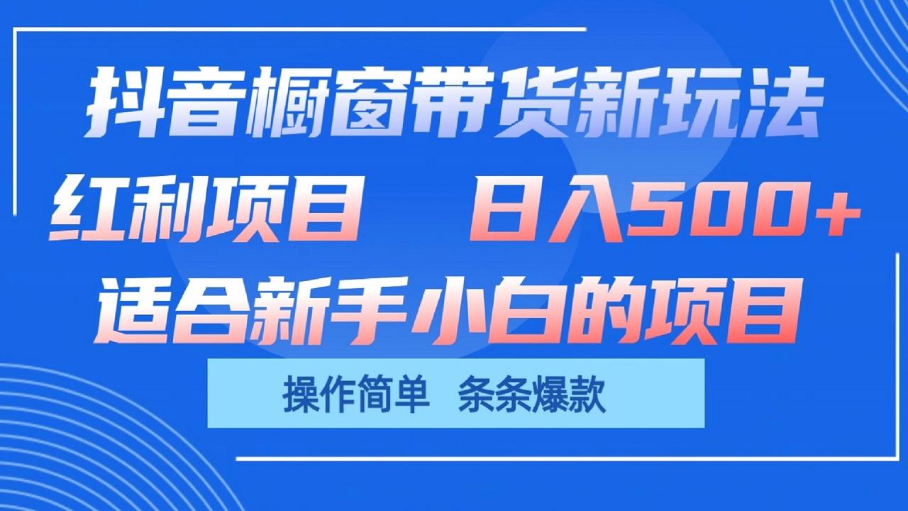 抖音橱窗带货新玩法,单日收益500+,操作简单,条条爆款-网创源码