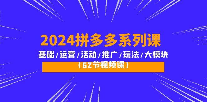 (10019期)2024拼多多系列课:基础/运营/活动/推广/玩法/大模块(62节视频课)-网创源码