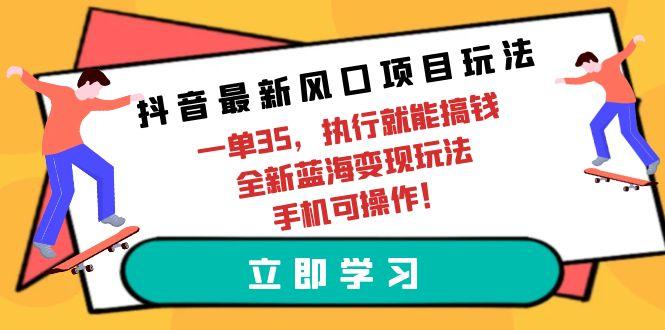(9948期)抖音最新风口项目玩法，一单35，执行就能搞钱 全新蓝海变现玩法 手机可操作-网创源码