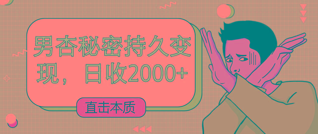 直击本质,男杏秘密持久变现,日收2000+-网创源码