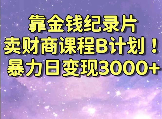 靠金钱纪录片卖财商课程B计划！暴力日变现3000+，喂饭式干货教程！-网创源码