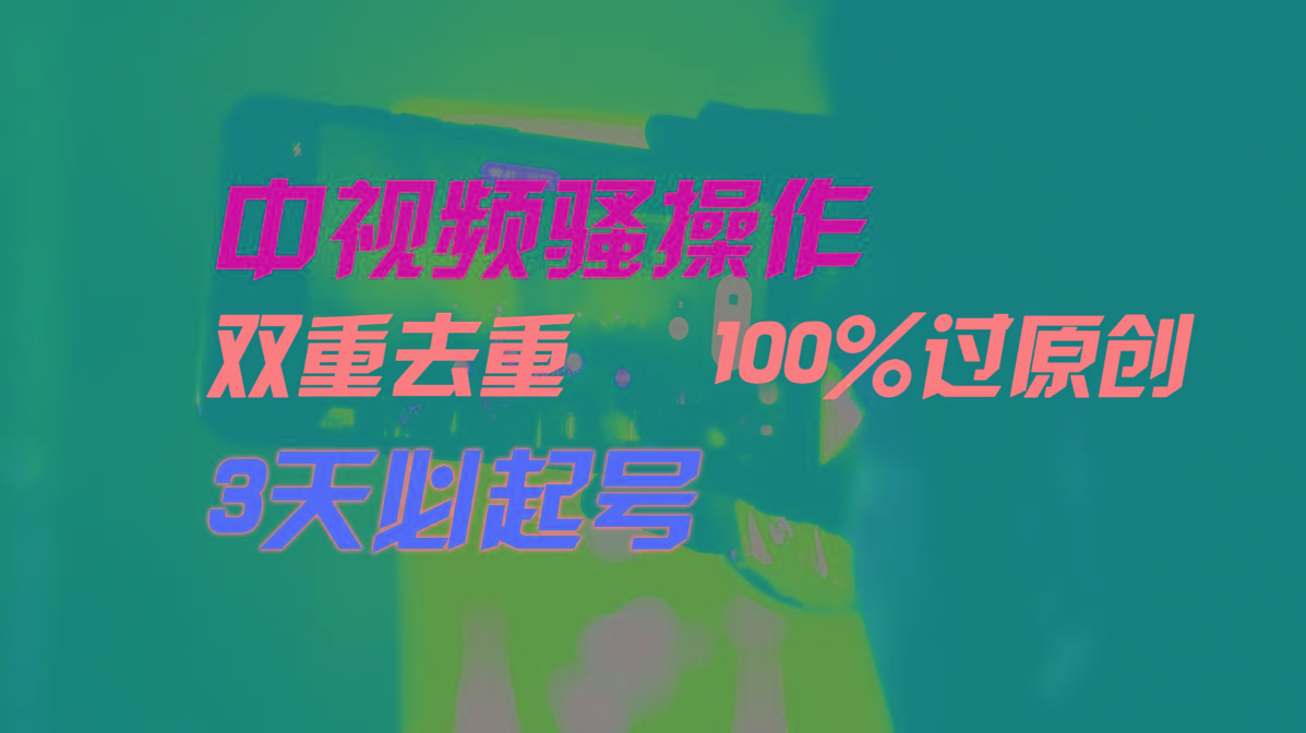 中视频骚操作，双重去重100%过原创，3天比必起号，简单无脑，月入3W+-网创源码