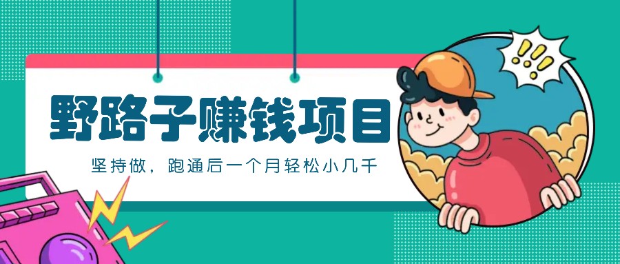一个人就能操作的野路子赚钱项目,零成本零门槛坚持做,跑通后一个月小几千!-网创源码
