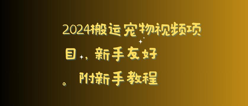 2024搬运宠物视频项目，新手友好，完美去重，附新手教程【揭秘】-网创源码