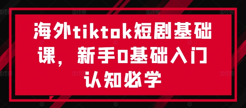 海外tiktok短剧基础课，新手0基础入门认知必学-网创源码