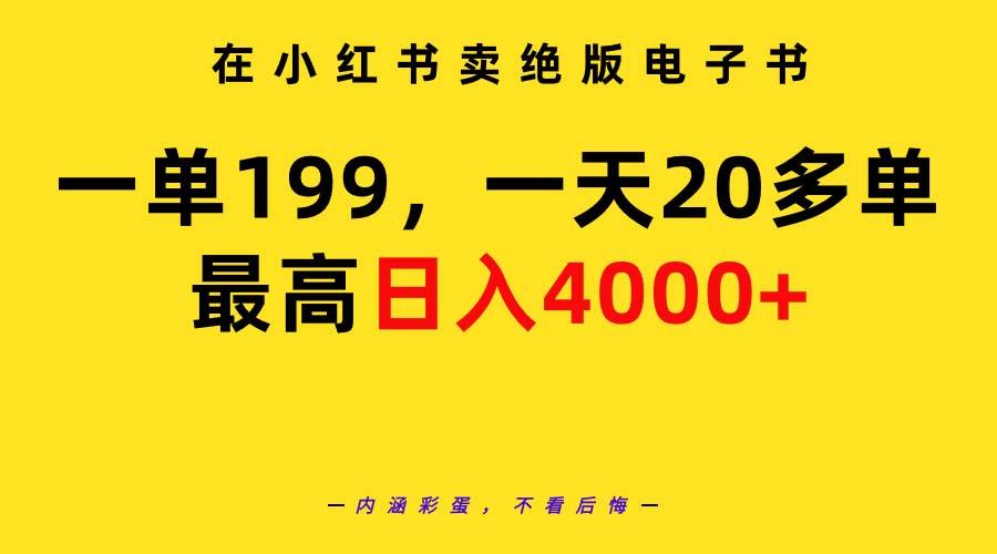 (9401期)在小红书卖绝版电子书,一单199 一天最多搞20多单,最高日入4000+教程+资料-网创源码