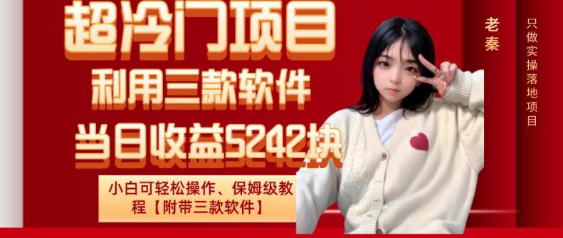 超冷门项目、利用三款软件、当日收益5242块、小白可轻松操作、保姆级教程【附带三款软件】-网创源码