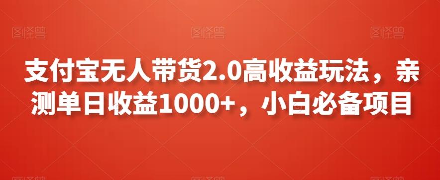 支付宝无人带货2.0高收益玩法，亲测单日收益1000+，小白必备项目【揭秘】-网创源码