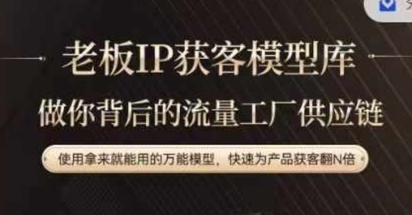 老板IP流量供应链，动作越少，账号越好，使用拿来就能用的万能模型，快速为产品获客翻N倍-网创源码