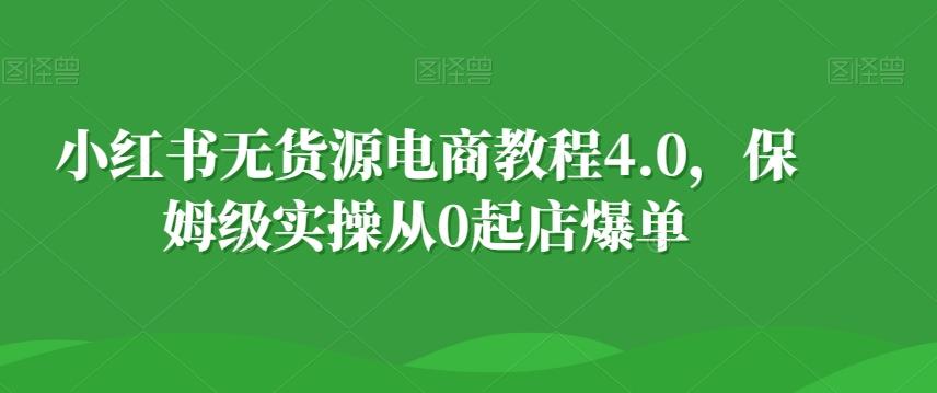 小红书无货源电商教程4.0，保姆级实操从0起店爆单【拆解】-网创源码