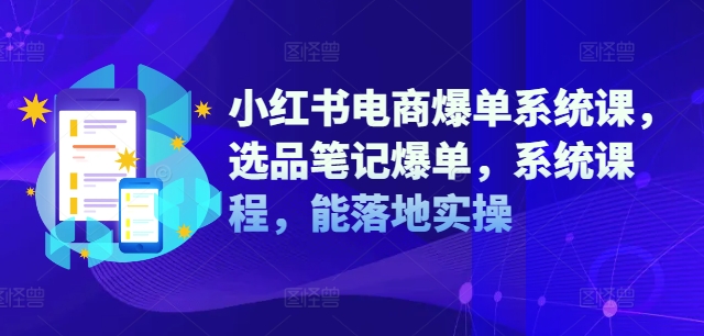 小红书电商爆单系统课，选品笔记爆单，系统课程，能落地实操-网创源码