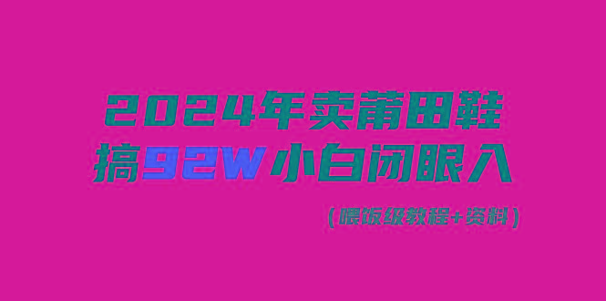 (9329期)2024年卖莆田鞋,搞了92W,小白闭眼操作!-网创源码
