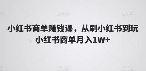 小红书商单赚钱课，从刷小红书到玩小红书商单月入1W+-网创源码