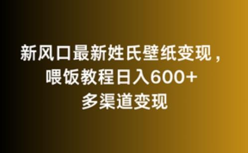 新风口最新姓氏壁纸变现，喂饭教程日入600+【揭秘】-网创源码