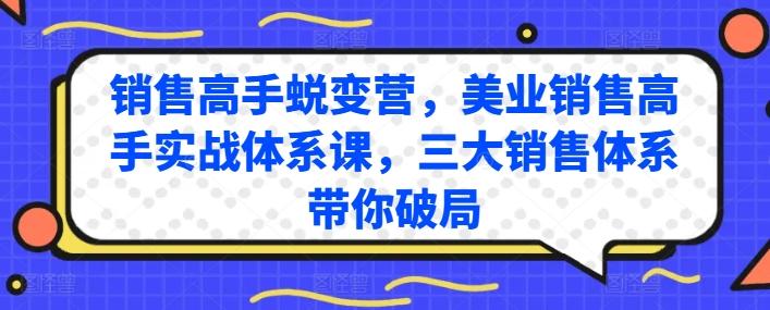 销售高手蜕变营，美业销售高手实战体系课，三大销售体系带你破局-网创源码