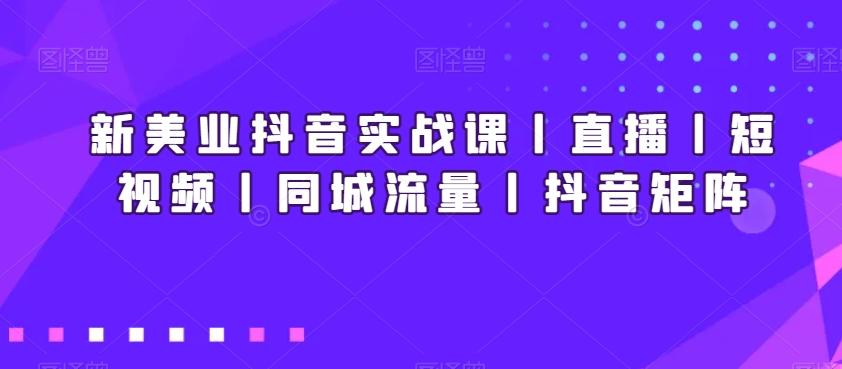 新美业抖音实战课丨直播丨短视频丨同城流量丨抖音矩阵-网创源码