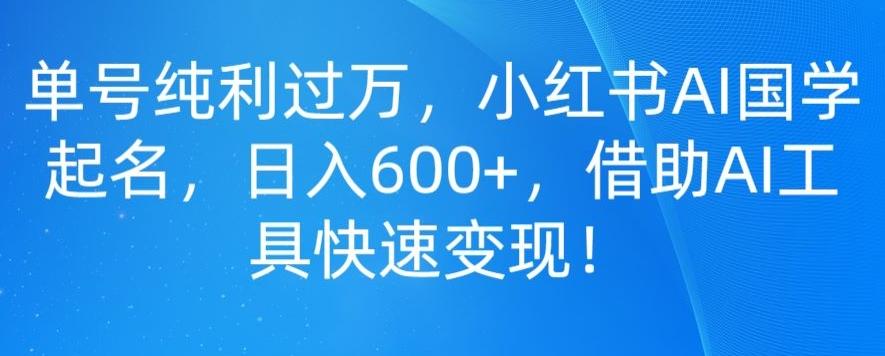 单号纯利过万，小红书AI国学起名，日入600+，借助AI工具快速变现-网创源码