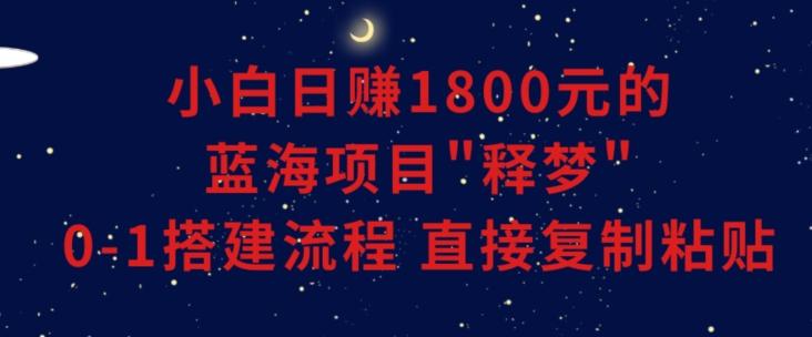小白能日赚1800元的蓝海项目”释梦”0-1搭建流程可直接复制粘贴长期做【揭秘】-网创源码