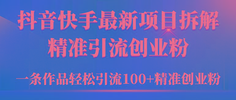 (9447期)2024年抖音快手最新项目拆解视频引流创业粉，一天轻松引流精准创业粉100+-网创源码