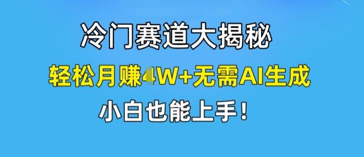 冷门赛道大揭秘，轻松月赚1W+无需AI生成，小白也能上手【揭秘】-网创源码