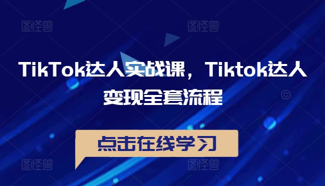 TikTok达人实战课，Tiktok达人变现全套流程-网创源码