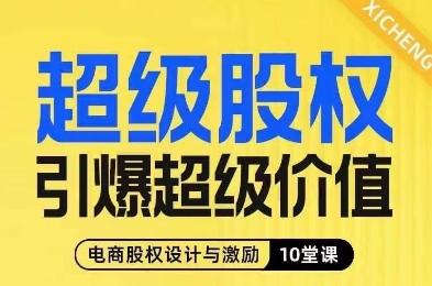 超级股权引爆超级价值,电商股权设计与激励10堂线上课-网创源码