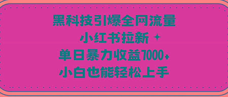 (9679期)黑科技引爆全网流量小红书拉新，单日暴力收益7000+，小白也能轻松上手-网创源码