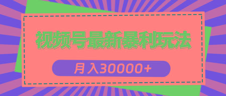 视频号最新暴利玩法，轻松月入30000+-网创源码