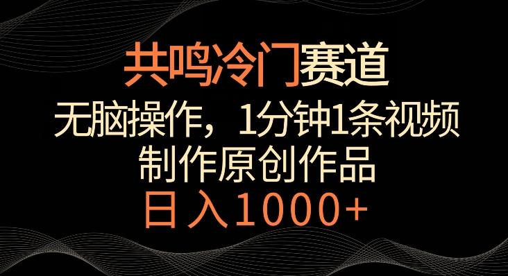 共鸣冷门赛道，无脑操作，一分钟一条视频，日入1000+【揭秘】-网创源码