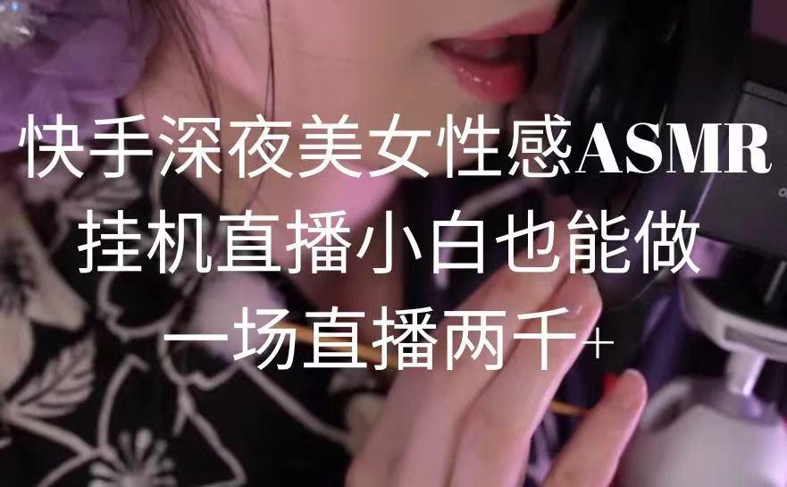 快手深夜美女性感ASMR挂机直播，小白也能做，一场直播两千+-网创源码