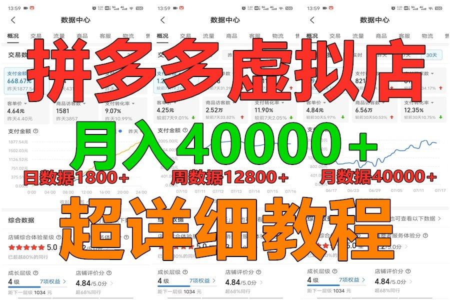 拼多多虚拟电商训练营月入40000+，全网最详细，你做你也行，暴利稳定长久-网创源码