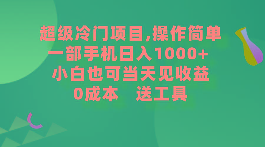 (9291期)超级冷门项目,操作简单，一部手机轻松日入1000+，小白也可当天看见收益-网创源码