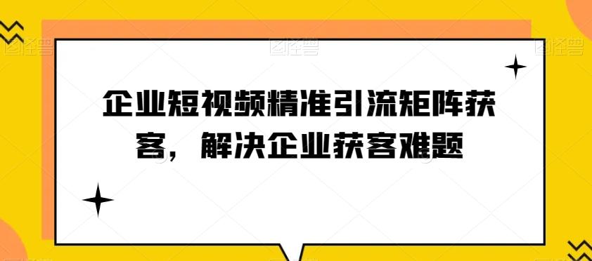 企业短视频精准引流矩阵获客，解决企业获客难题-网创源码