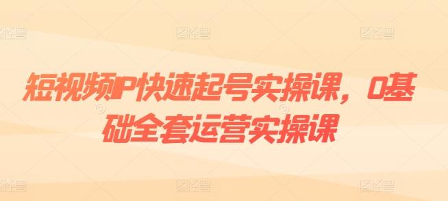 短视频IP快速起号实操课，0基础全套运营实操课，爆款内容设计+粉丝运营+内容变现-网创源码