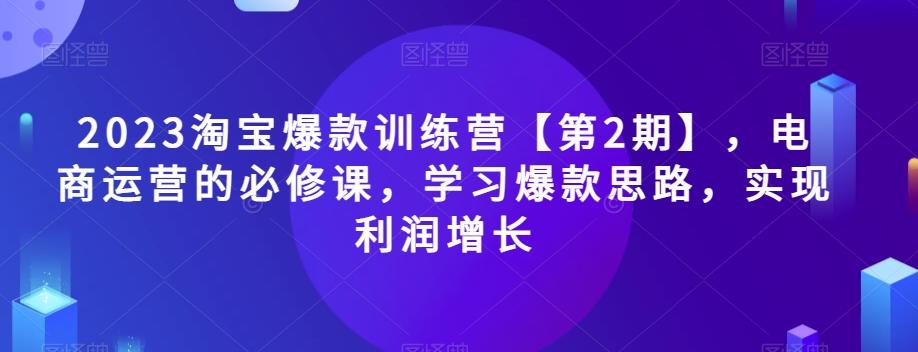 2023淘宝爆款训练营【第2期】,电商运营的必修课,学习爆款思路,实现利润增长-网创源码