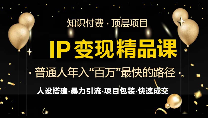 IP变现最新精品课程，知识付费全流程+最强引流术+小白避坑指南-网创源码