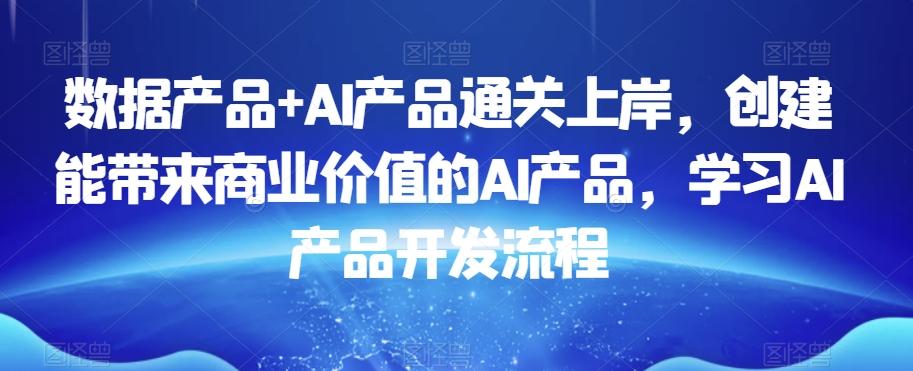 数据产品+AI产品通关上岸，创建能带来商业价值的AI产品，学习AI产品开发流程-网创源码