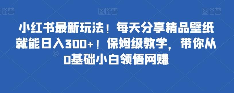 小红书最新玩法！每天分享精品壁纸就能日入300+！保姆级教学，带你从0基础小白领悟网赚-网创源码